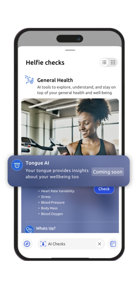 Helfie Tongue AI health check interface